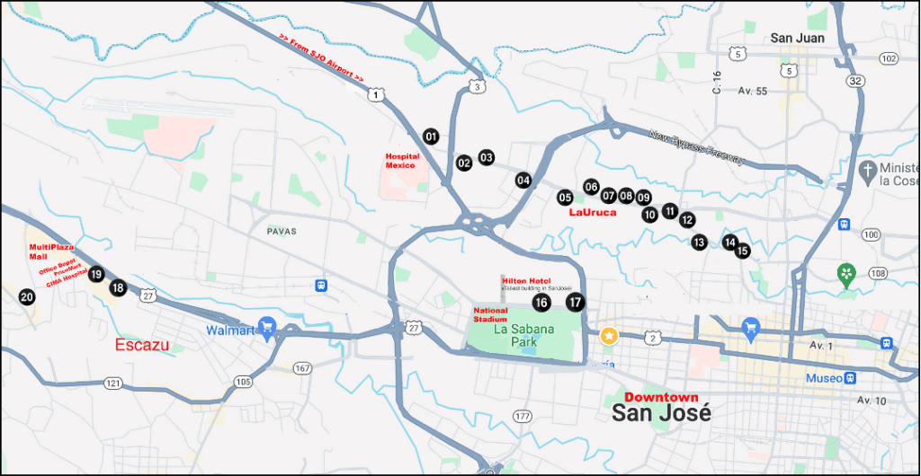 Map of dealerships in Costa Rica