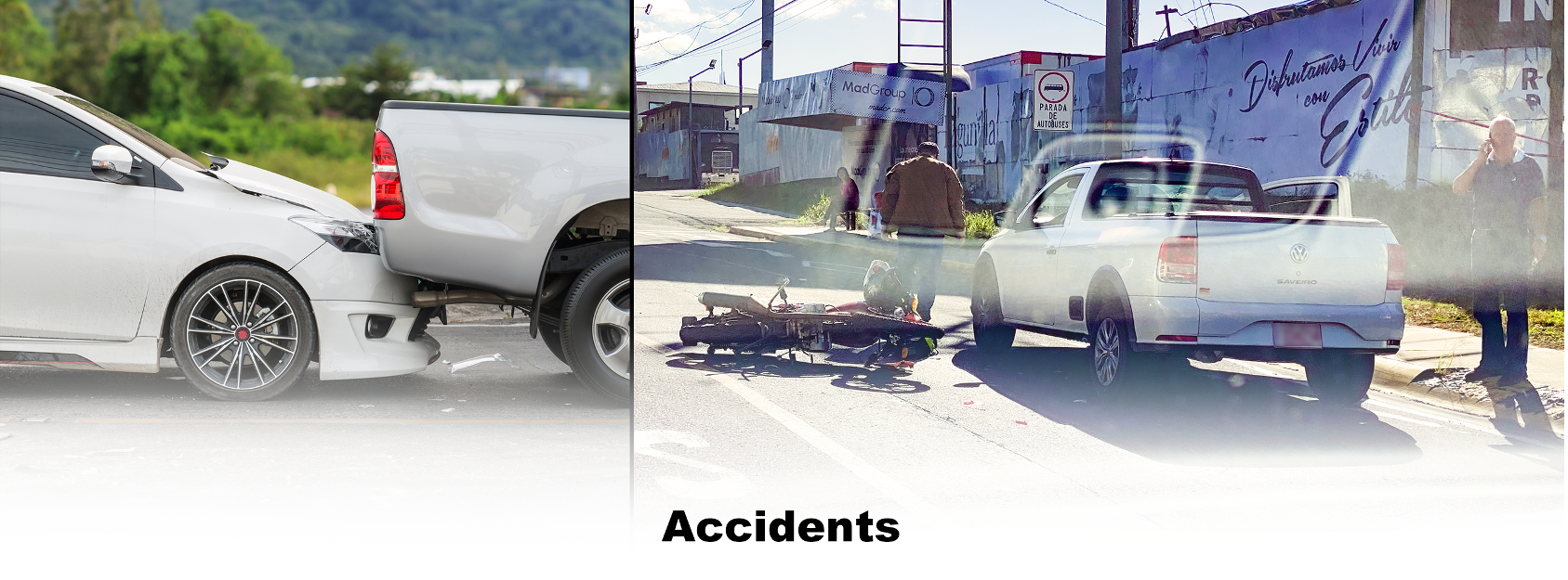 Images depicting car accidents in Costa Rica