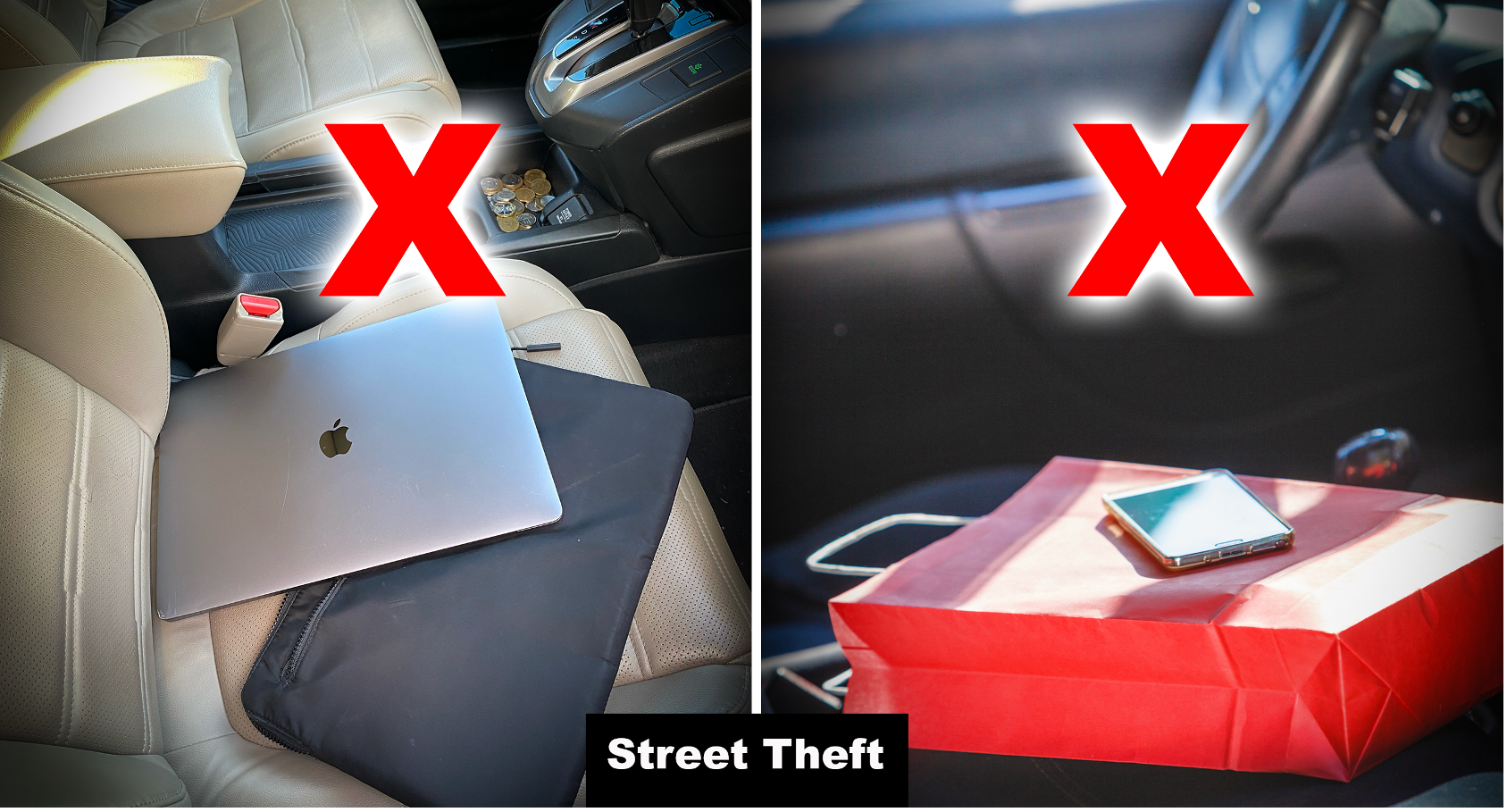 Image depicting what not to leave in your car to prevent street theft in Costa Rica