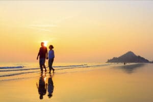 Couple walking on Costa Rican Beach